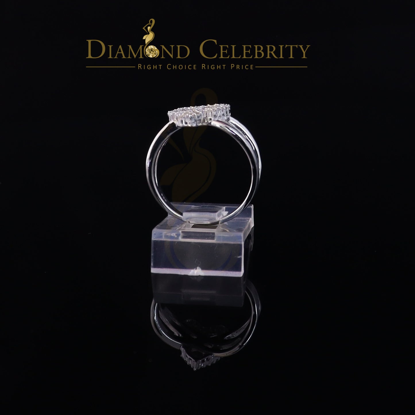 DiamondCelebritees 925 Silver 0.52ct Shiny Cubic Zirconia White Heart Engagement Womens Ring Size 7