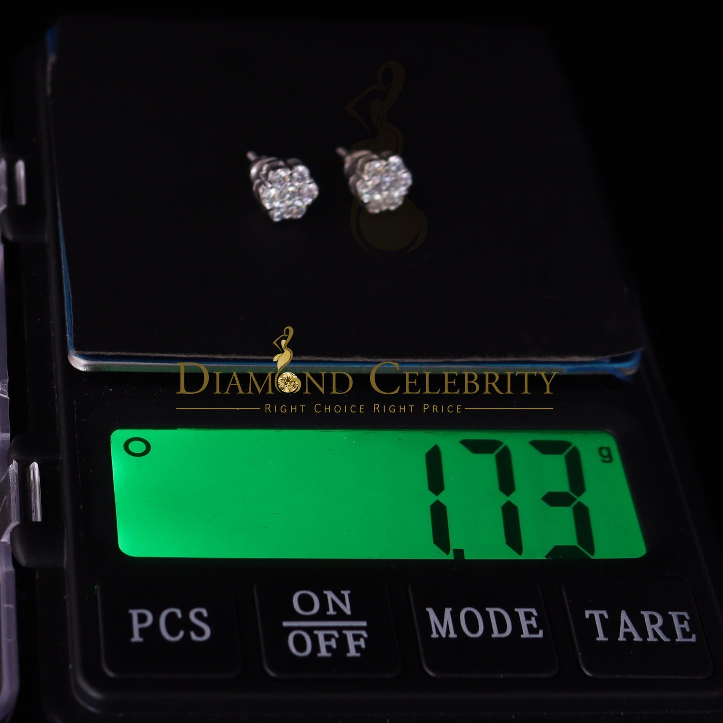 DiamondCelebritees 1.0ct Vvs 'D' Color Genuine Moissanite Stud FLORAL Earrings 10k Real White Gold