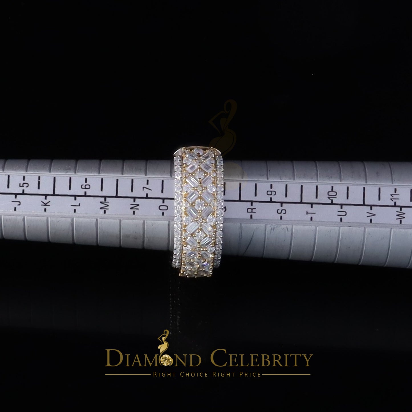 DiamondCelebritees White Size 8 Men/ Women925 Silver 2.50ct VVS 'D' Moissanite Baguette Band Ring