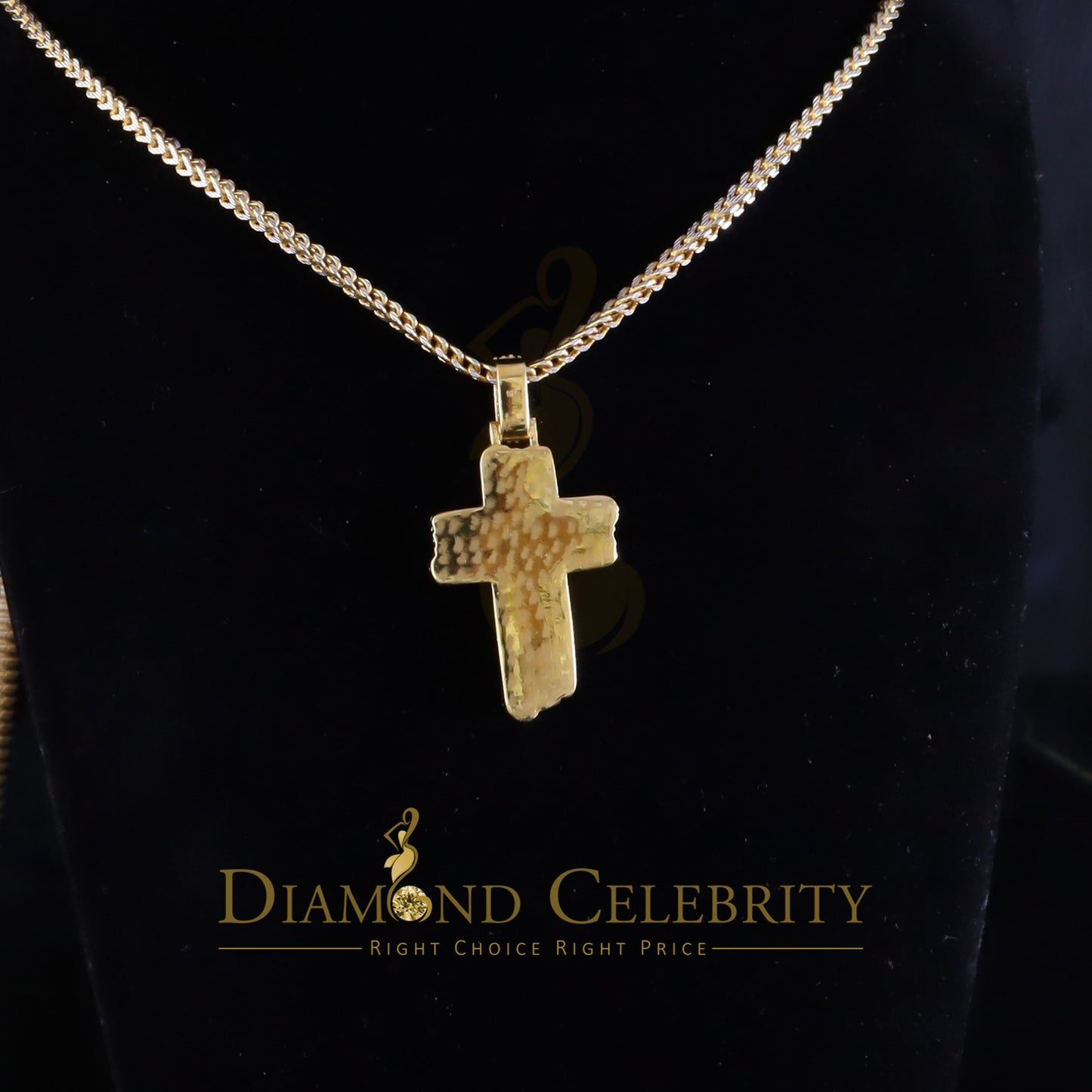 Diamondcelebritees Yellow Sterling Silver 3.0ct VVS D Moissanite Charm Cross Pendant Men's & Women