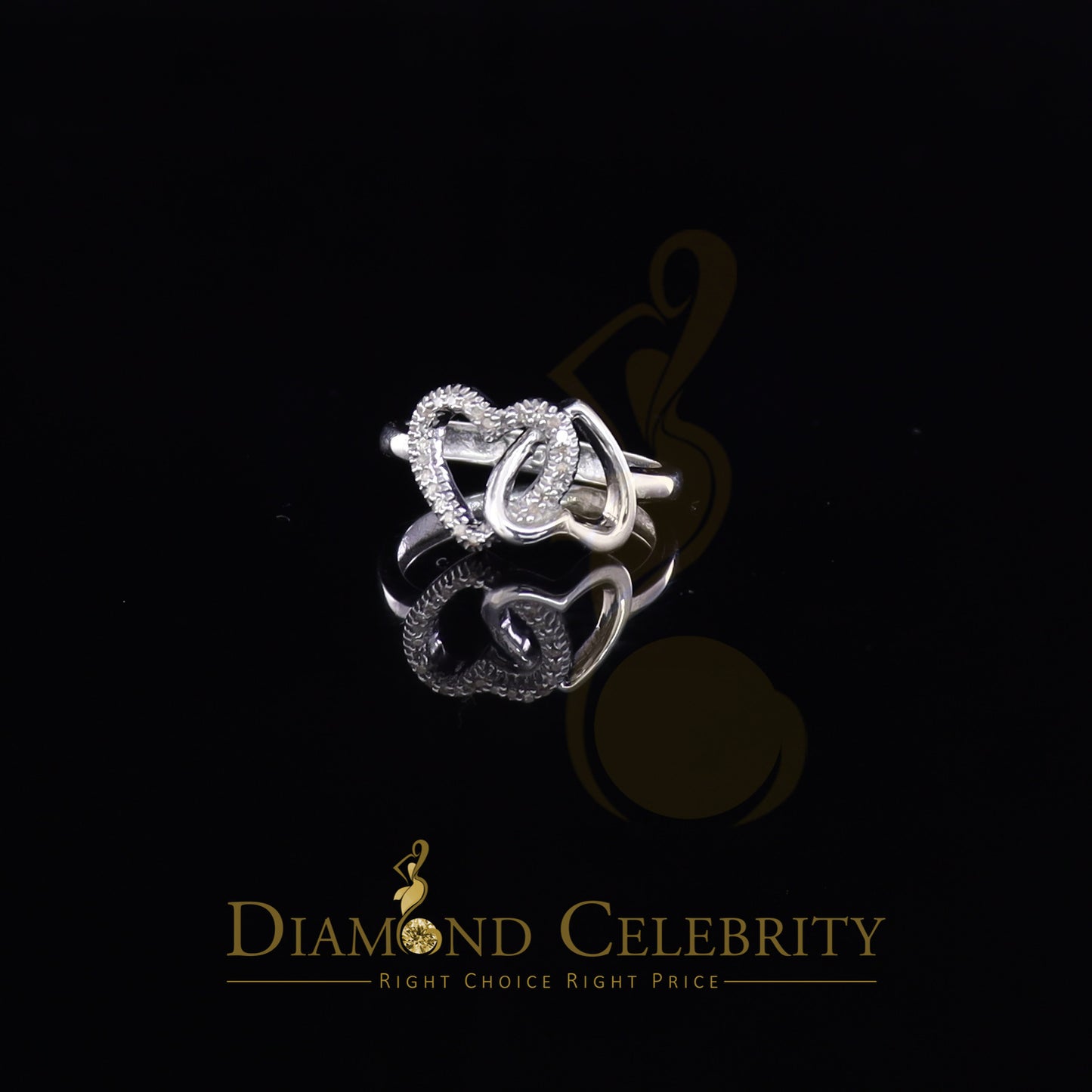 DiamondCelebritees Real Diamond 0.10 CT Womens 925 White Sterling Silver Love Heart Ring Size 7