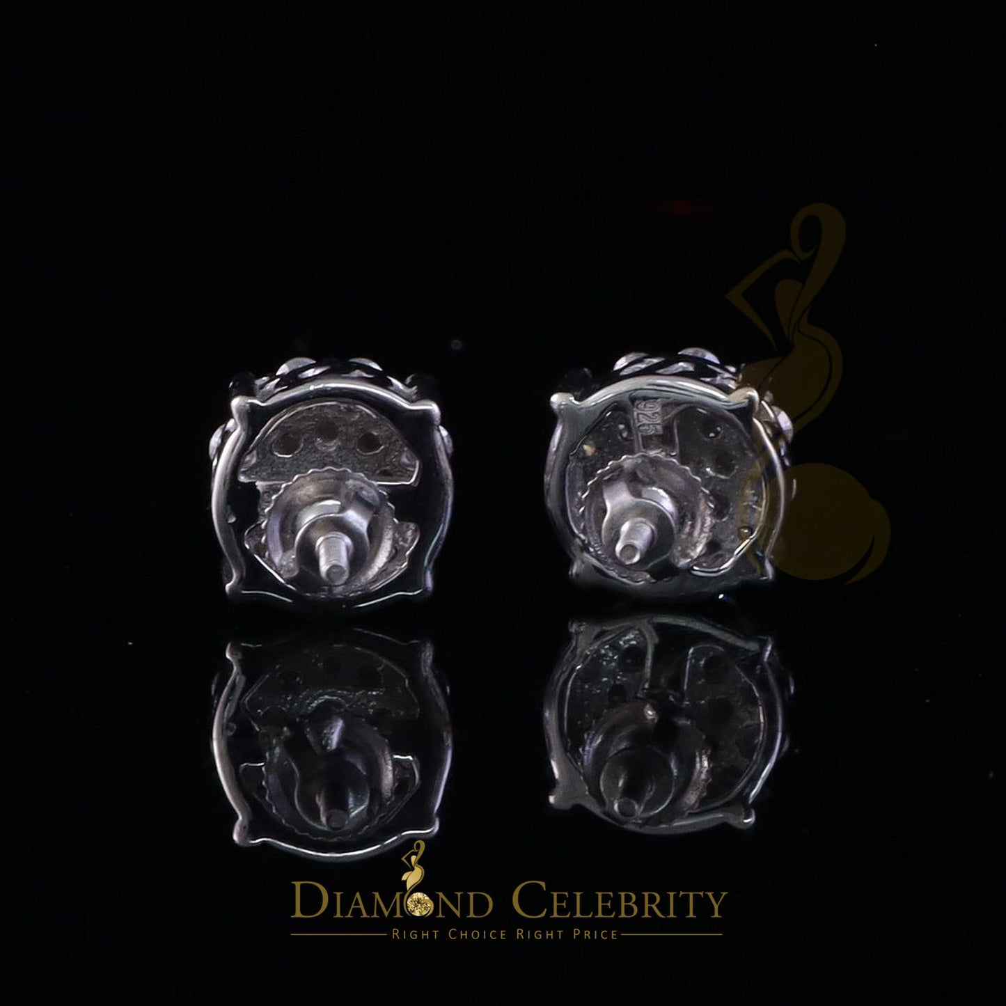 Diamondcelebritees 925 Silver White 1.00ct VVS 'D' Moissanite Round Stud Earrings for Women & Men