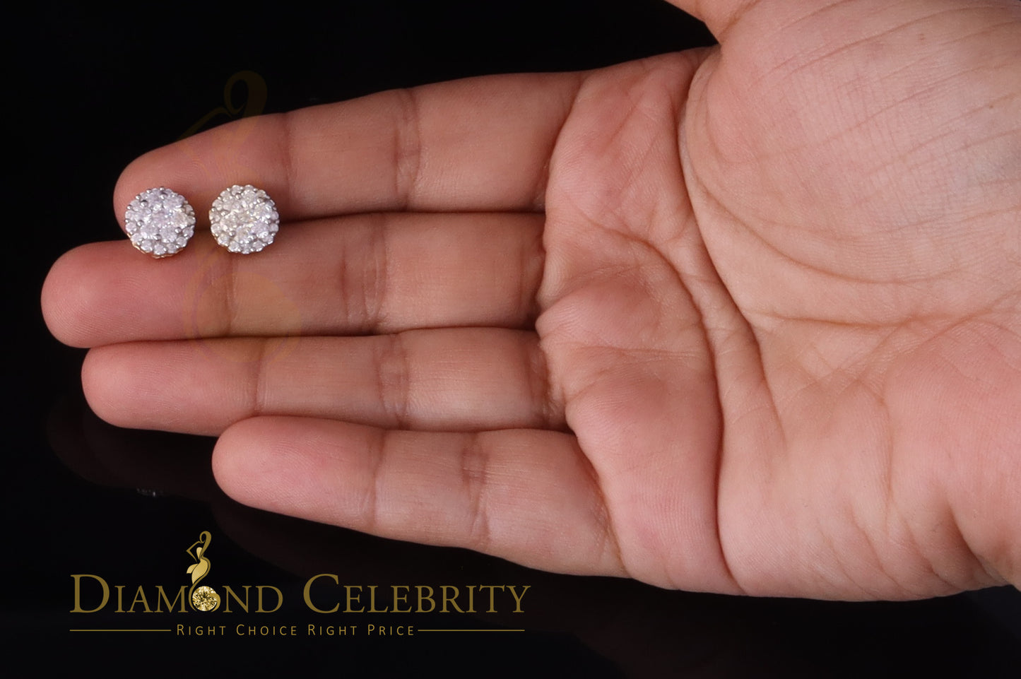 DiamondCelebritees Men's/Womens 925 Silver Yellow 1.33ct VVS 'D' Moissanite Round Stud Earrings
