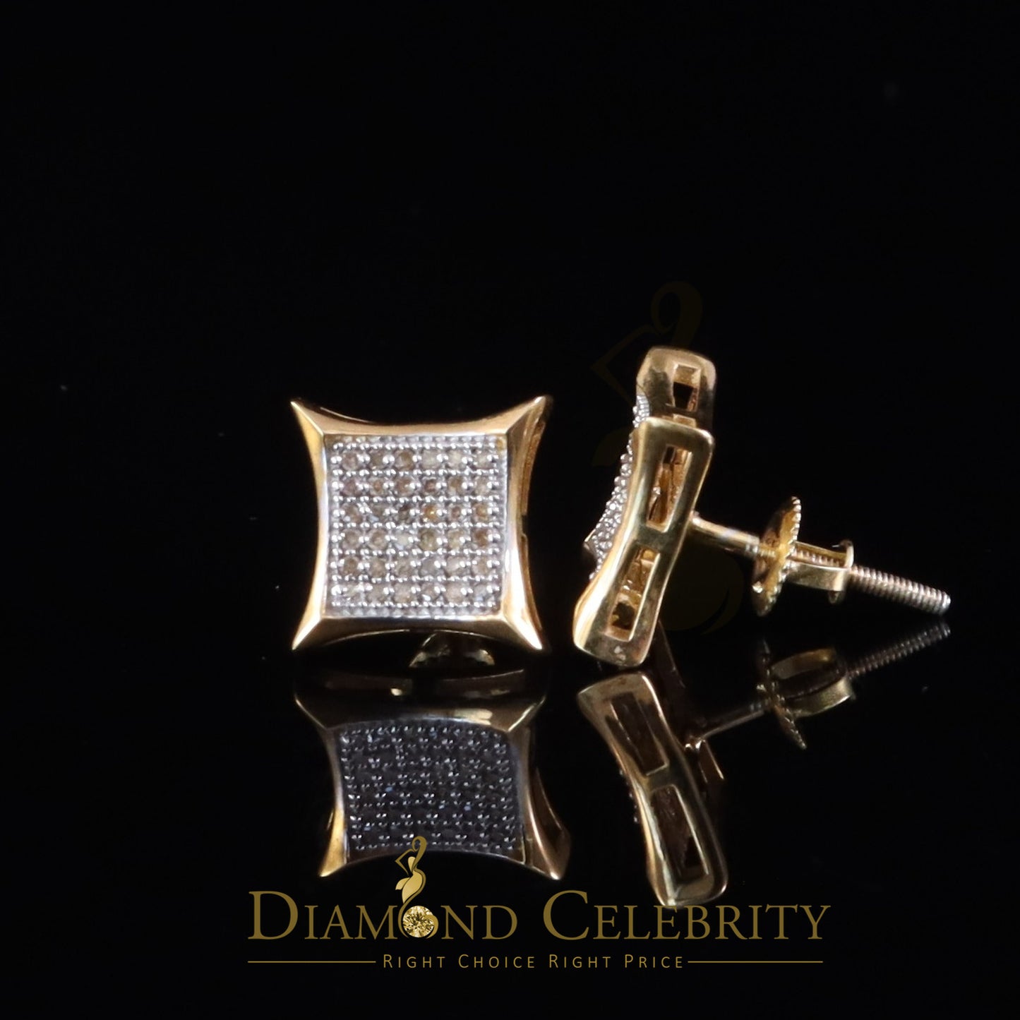 DiamondCelebritees 0.20ct Diamond 925 Sterling Silver Yellow Kite Earrings For Men's / Women's