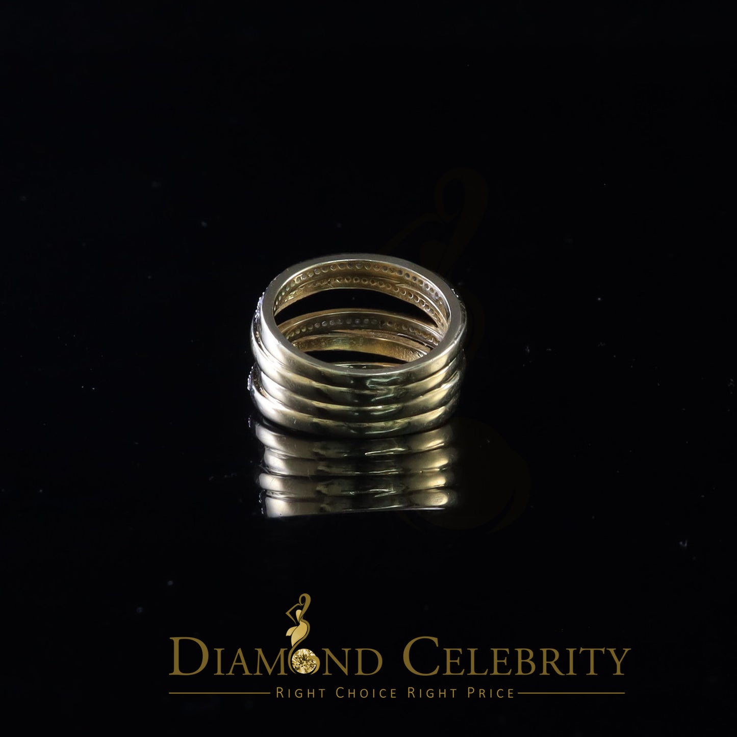 DiamondCelebritees 1.50 ct 925 Sterling Yellow Silver Cubic Zirconia Cocktail Womens Ring Size 9.5