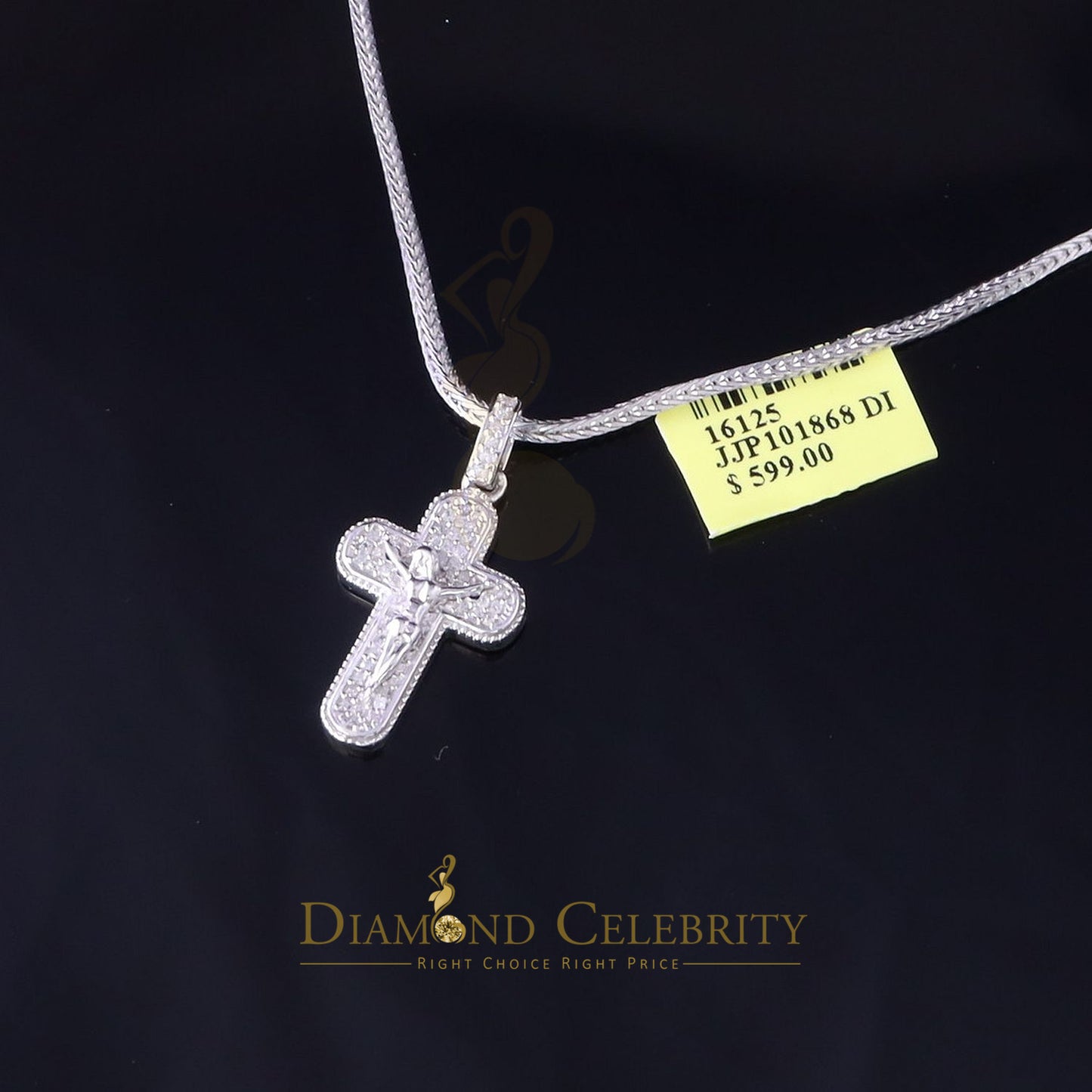DiamondCelebritees Real 0.25ct Diamond Sterling Silver White Cross Pendant