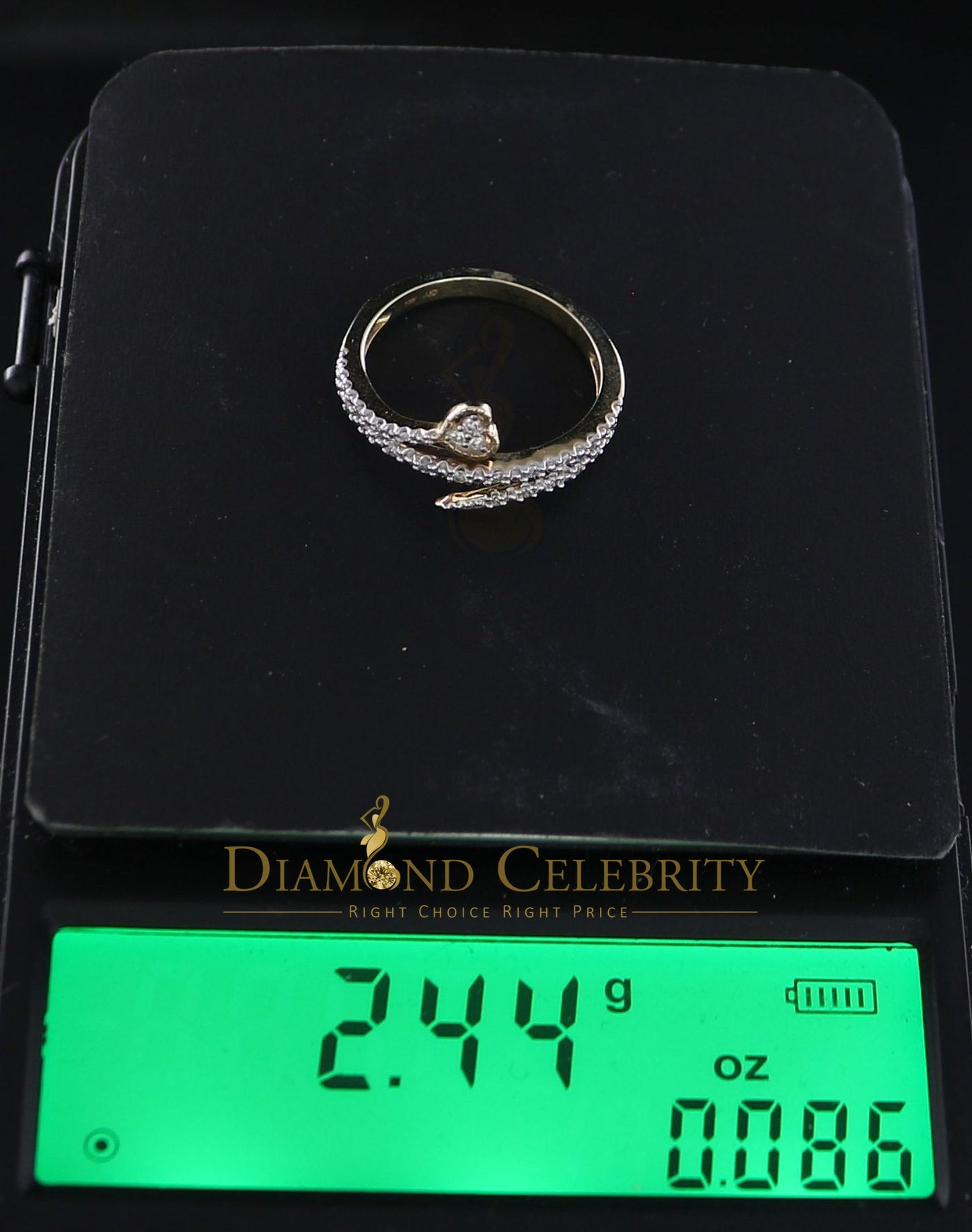 DiamondCelebritees Real 10kt Real Yellow Gold Real Diamond 0.12CT Heart Shape Womens Ring Size 7