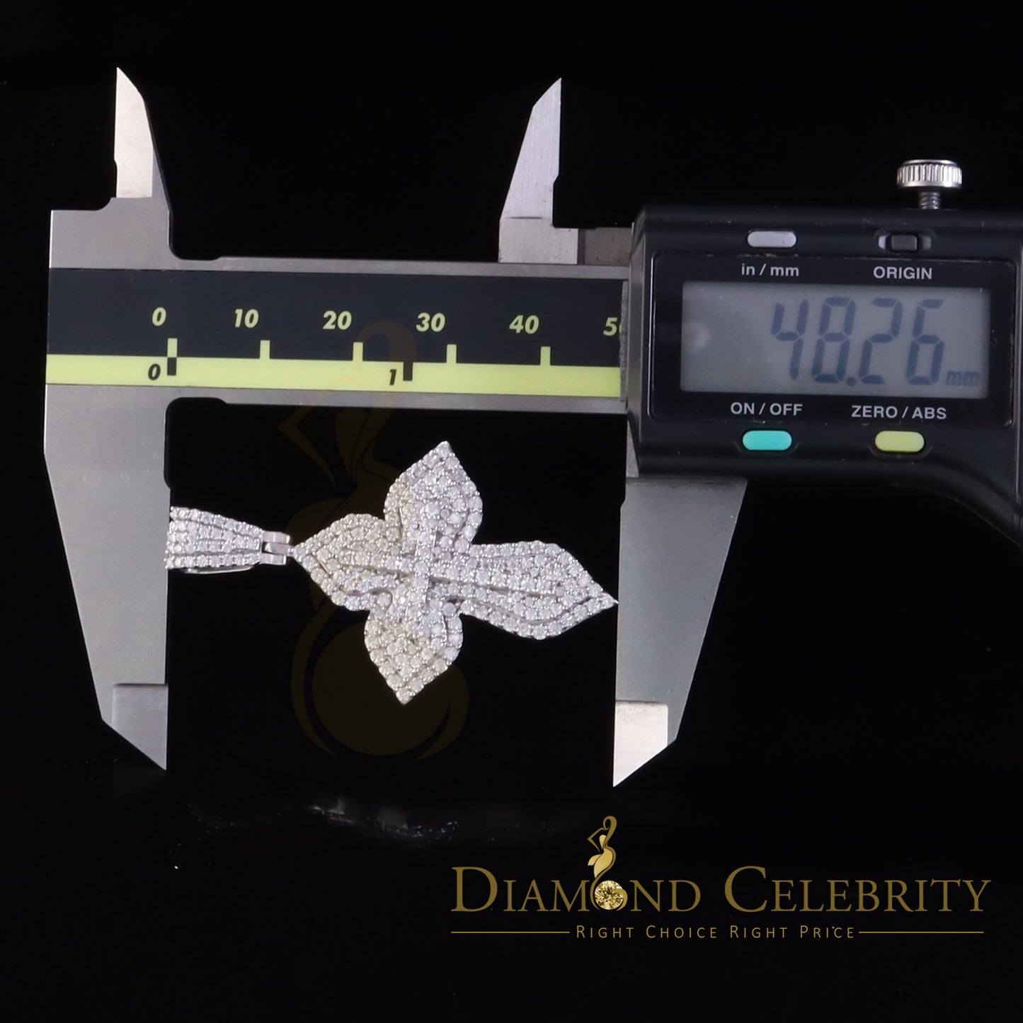 Diamondcelebritees 3.0ct VVS D Moissanite White Silver Charm Cross Floury Pendant Men's & Women's