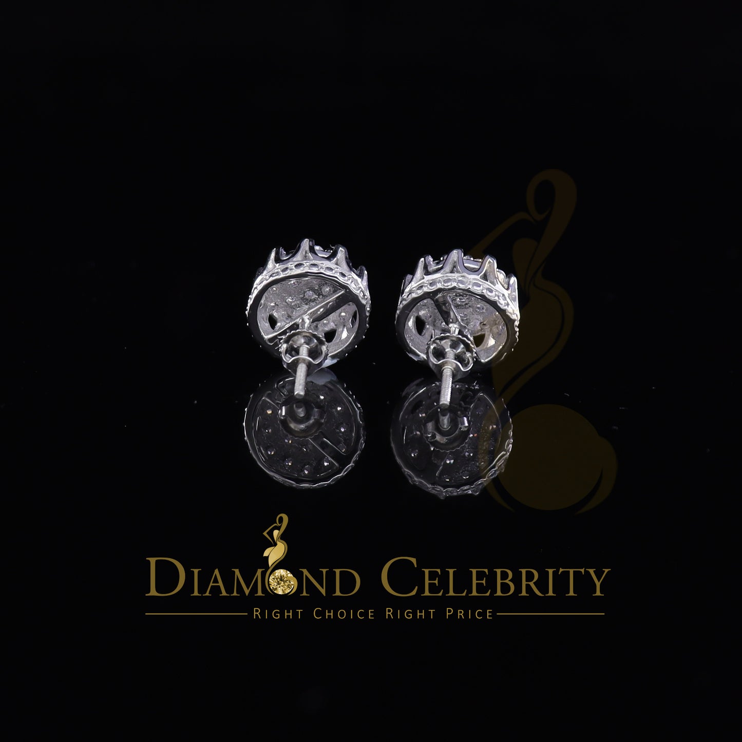DiamondCelebritees White 925 Sterling Silver 2.04ct Cubic Zirconia Women's & Men's Floral Earrings