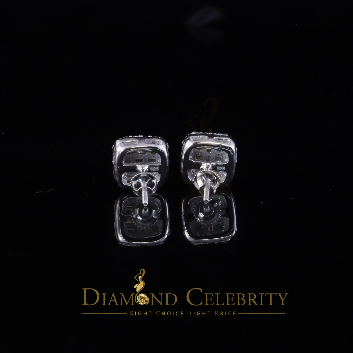 Diamondcelebritees 925 White Silver 1.50ct VVS 'D' Baguette Moissanite Men's/Women's Stud Earrings