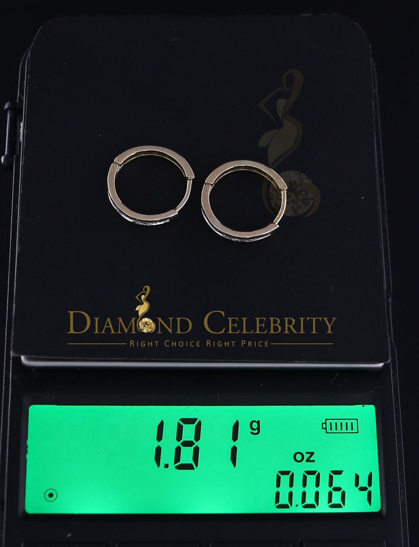 DiamondCelebritees 0.25ct Diamond 925 Sterling Silver Yellow Hoop Stud Earrings For Men's / Women's