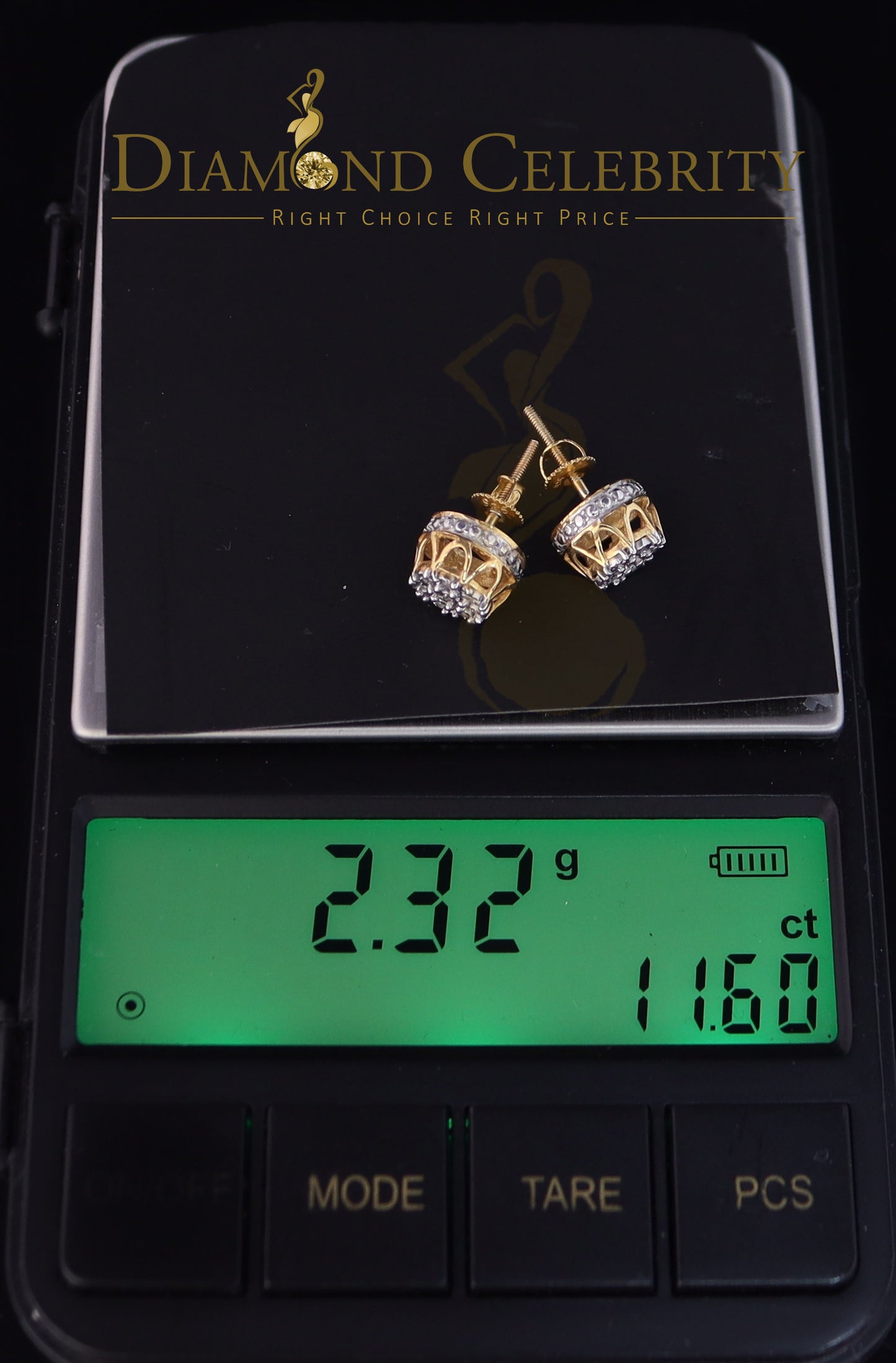 DiamondCelebritees 0.05ct Diamond Stud Earrings For Women Yellow 925 Sterling Silver Stud For Men