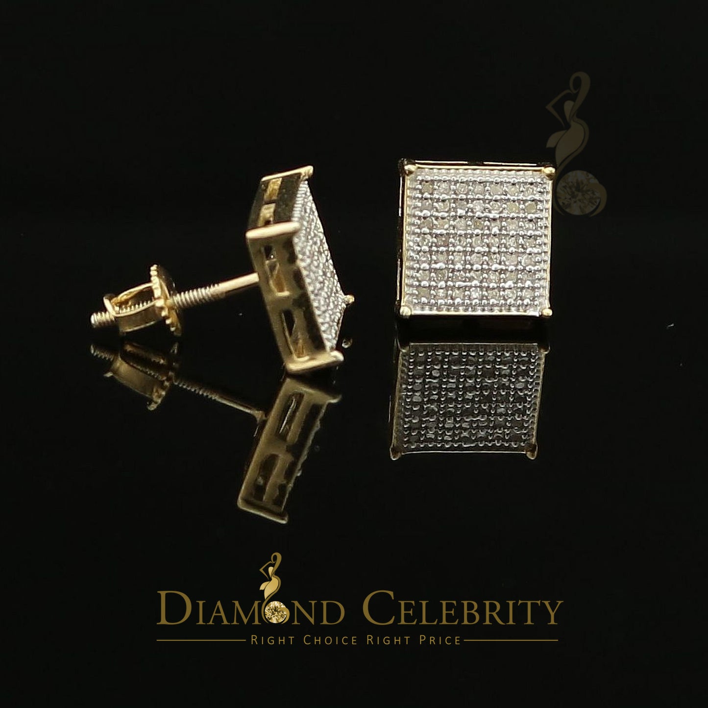 DiamondCelebritees 925 Sterling Silver 0.25ct Diamond Yellow Stud Men's/ Women's Earrings