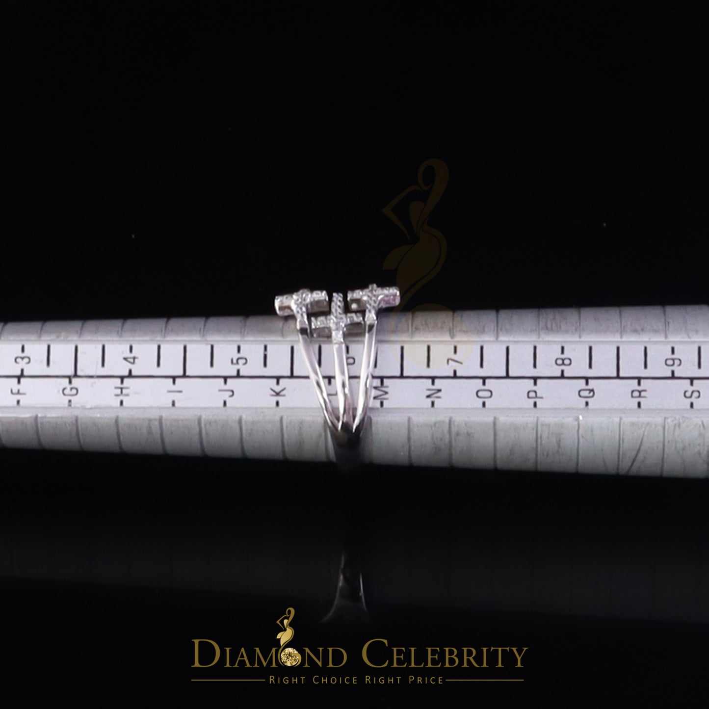 DiamondCelebritees 925 Sterling White Silver 0.22ct Cubic Zirconia Cross Shape Womens Ring Size 6