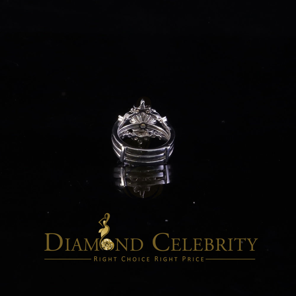 DiamondCelebritees Enhancer Guard Wrap Insert Cushion Moissanite 1.75ct VVS D White Silver Ring SZ7