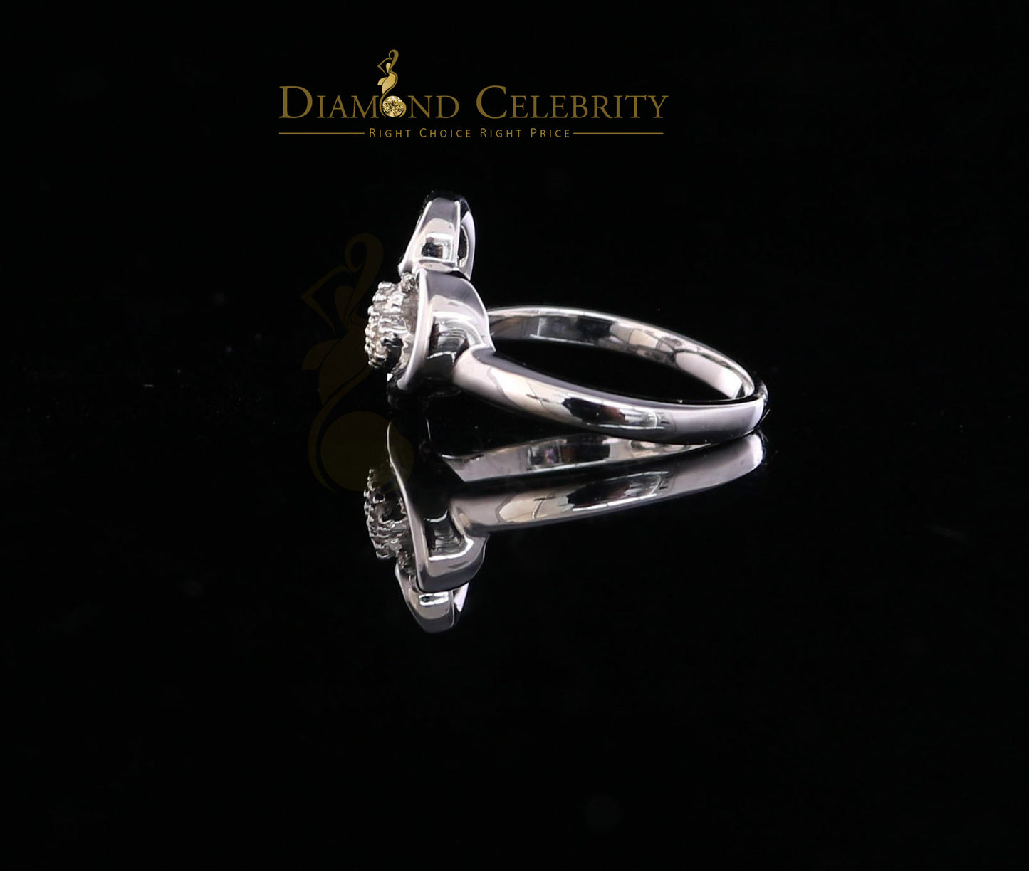 DiamondCelebritees 0.07 CT Real Diamond Womens Sterling Silver White Engagement Heart Ring Size 7