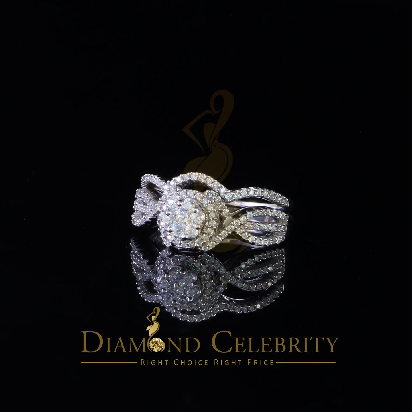 DiamondCelebritees 1.60ct Cubic Zirconia White 925 Silver Men's/ Women 2PC Bridal Rings Size 7