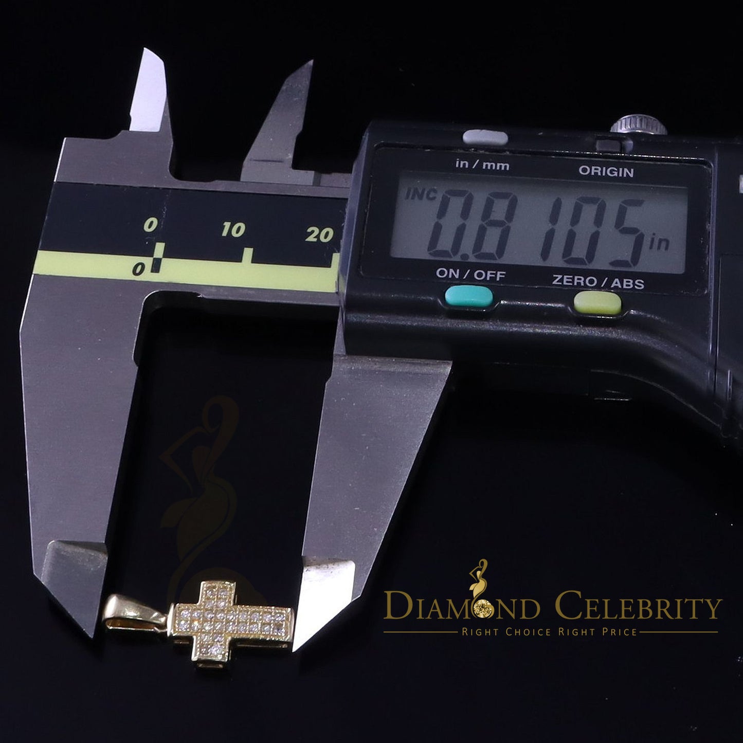 DiamondCelebritees CROSS Shape 925 Sterling Silver Yellow Pendant with 0.26ct Cubic Zirconia