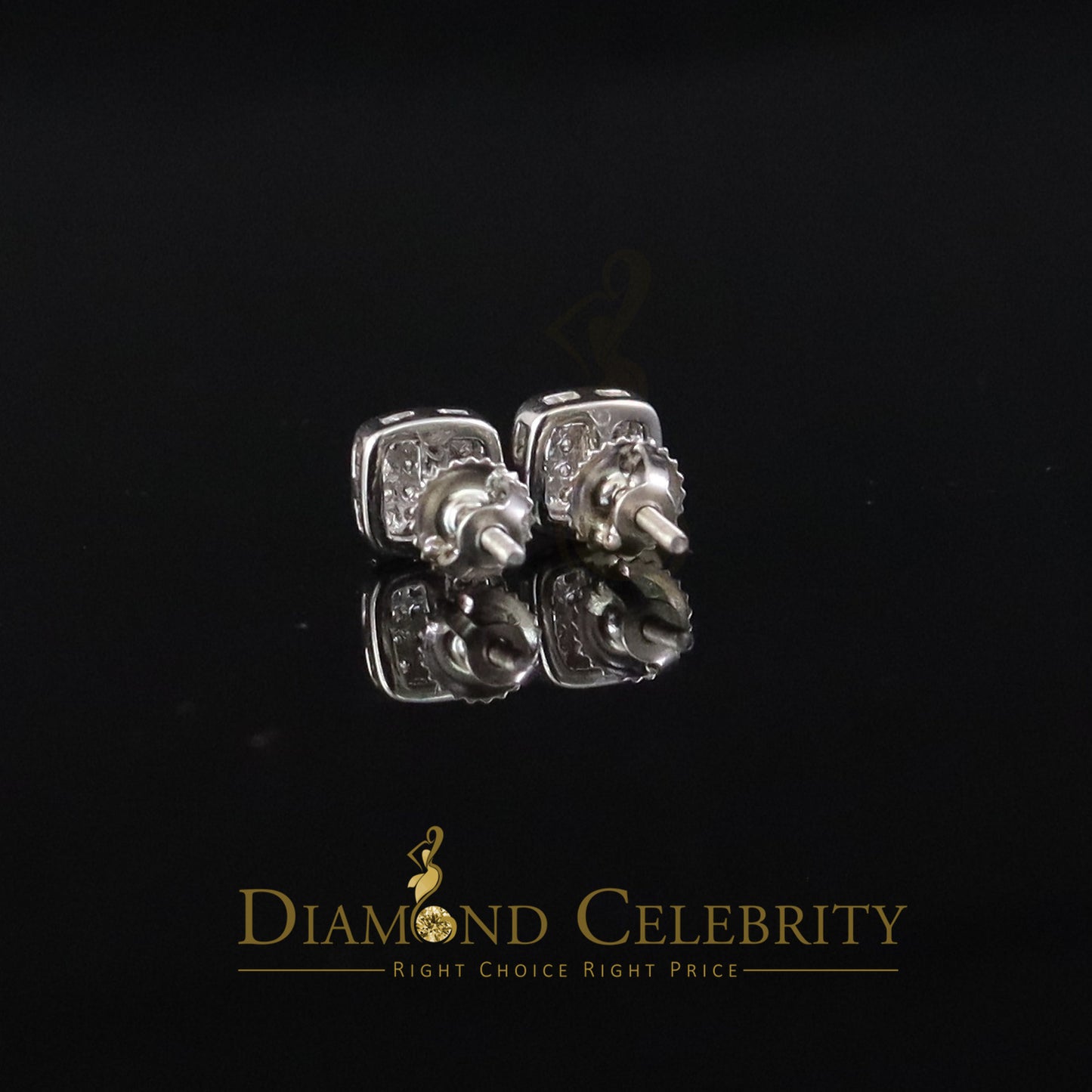 DiamondCelebritees Hip Hop 2.04ct Cubic Zirconia White 925 Silver Screw Back Square Women Earrings