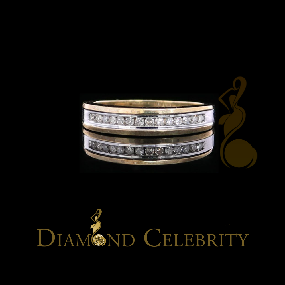 DiamondCelebritees Genuine 0.15CT Diamond Womens Round Band Ring Size 6.5 with 10K Real Yellow Gold