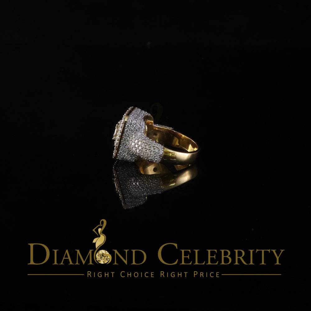 DiamondCelebritees Men's 925 Yellow 925 Silver 5.50ct VVS 'D' Moissanite Square Pinky Rings Size 10