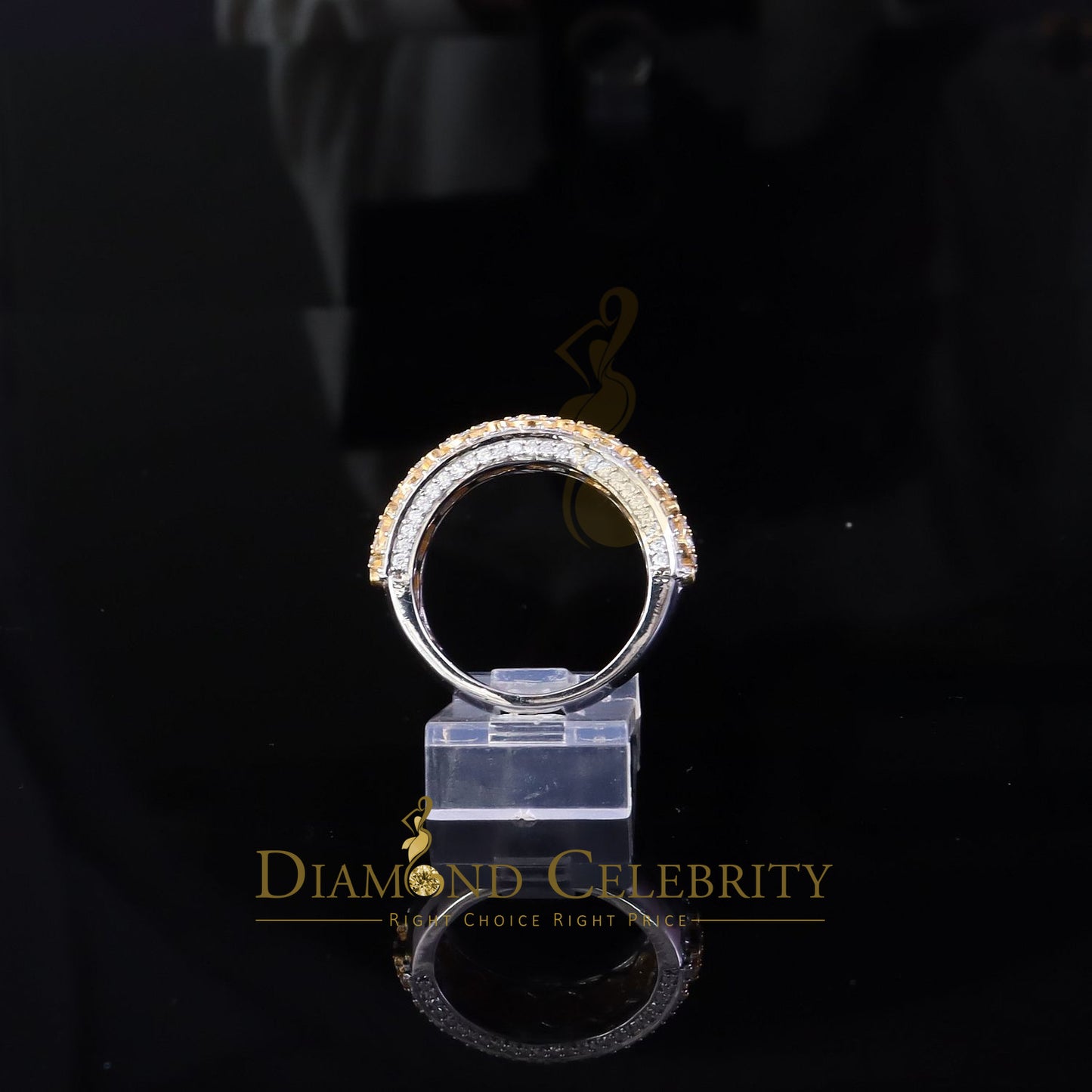 DiamondCelebritees 925 Moissanite White Round Shape Band Ring size 8 For Men's 2.50ct Silver VVS'D