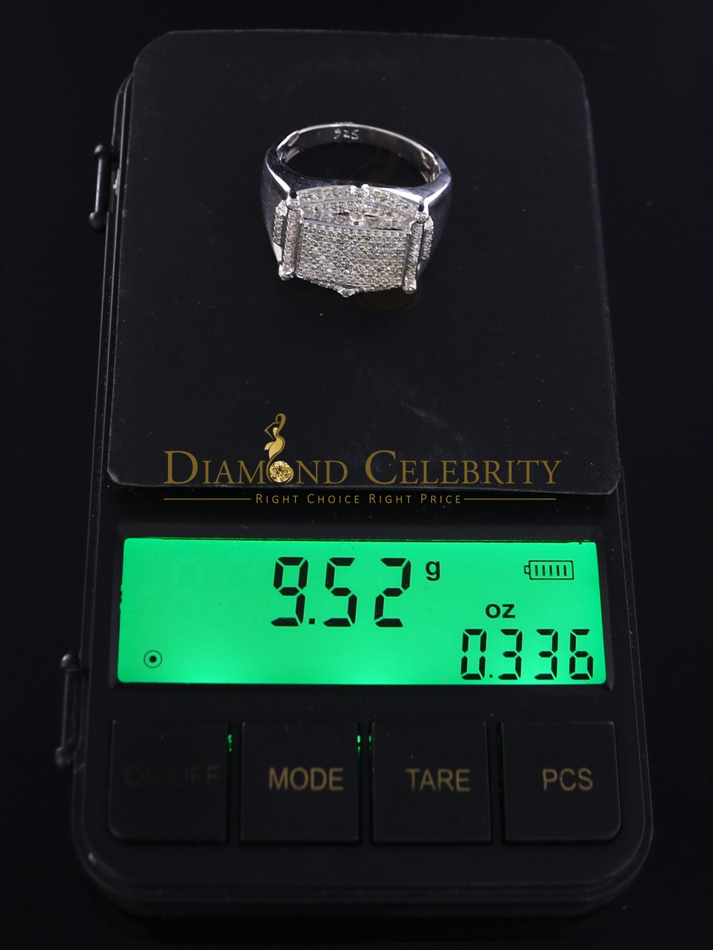 DiamondCelebritees Real Diamond 0.66 CT 925 Silver White Rectangle Engagement Men's Ring Size 11