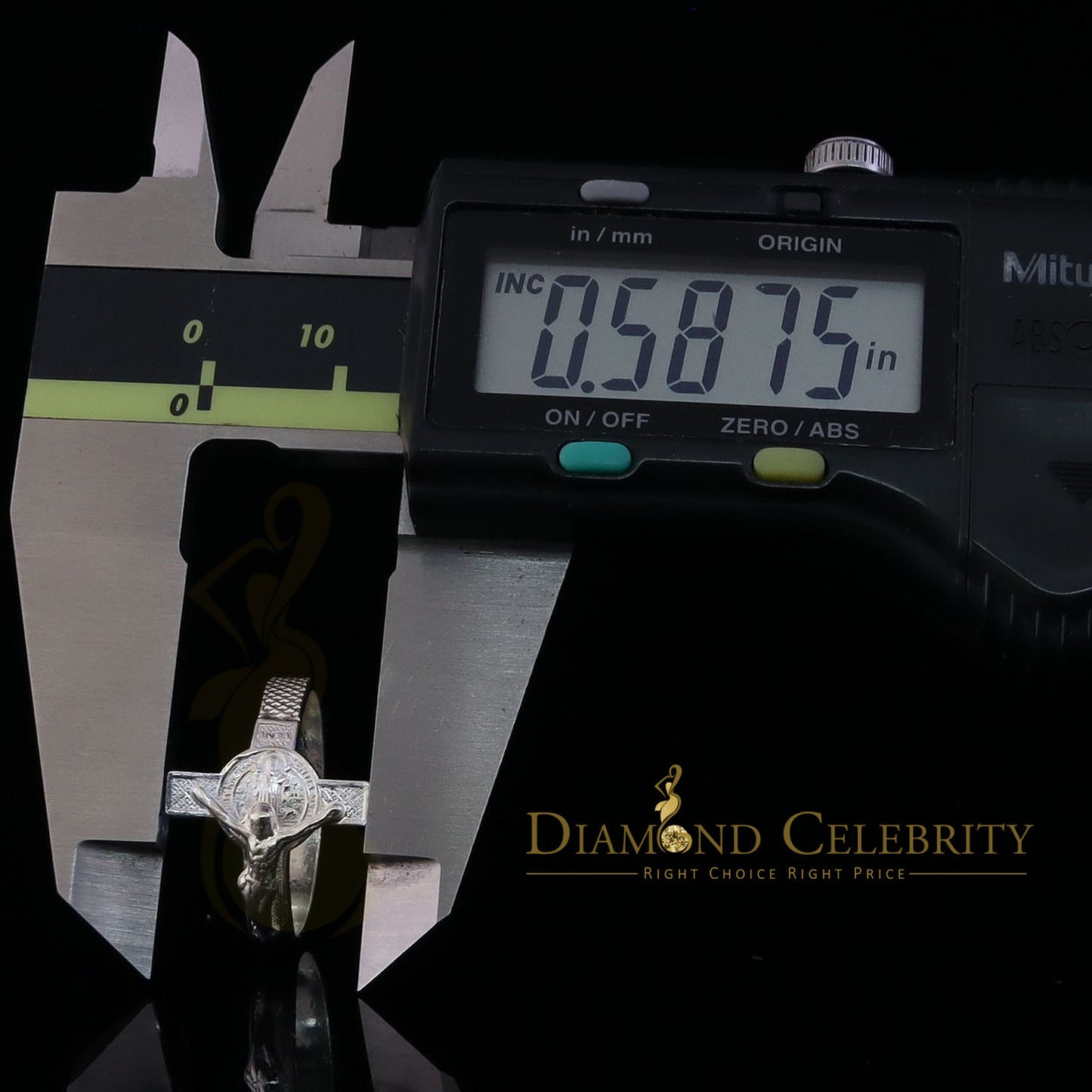 DiamondCelebritees Benito White 925 Sterling Silver St Benedict Religious Cross Women's Ring SZ 8