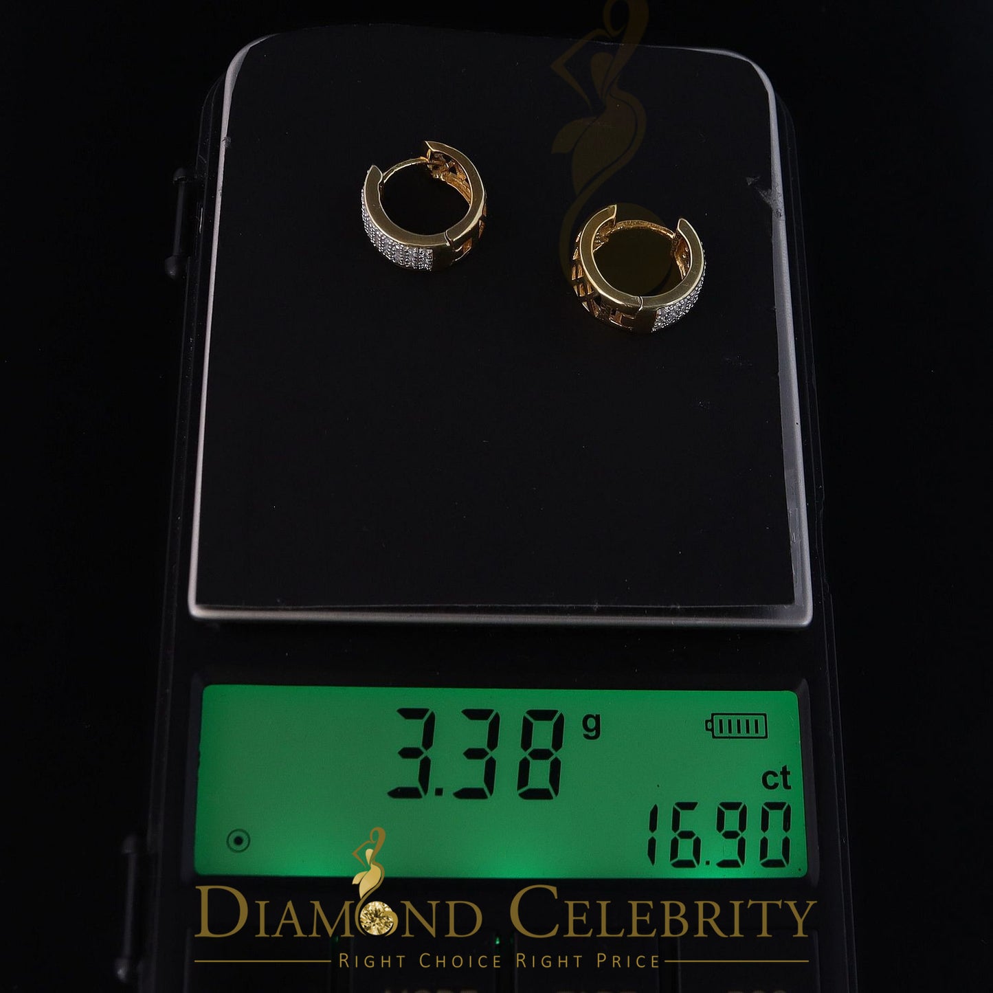 DiamondCelebritees Yellow 925 Sterling Silver 0.40ct Cubic Zirconia Women's & Men's Hoop Earrings