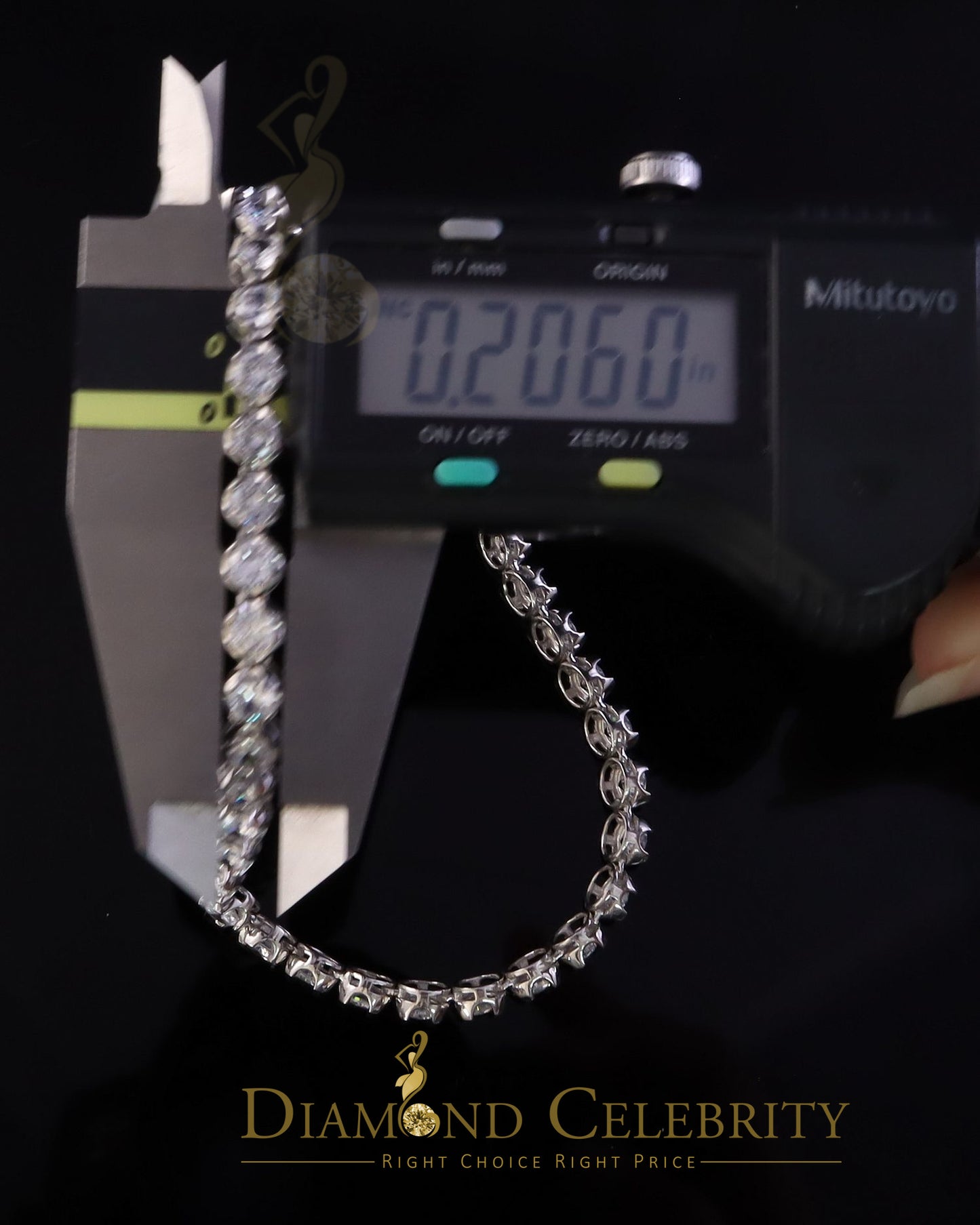 Diamondcelebritees Tennis Bracelet Cubic Zirconia Wdth 8mm Length sz 9inch Sterling Silver He /She