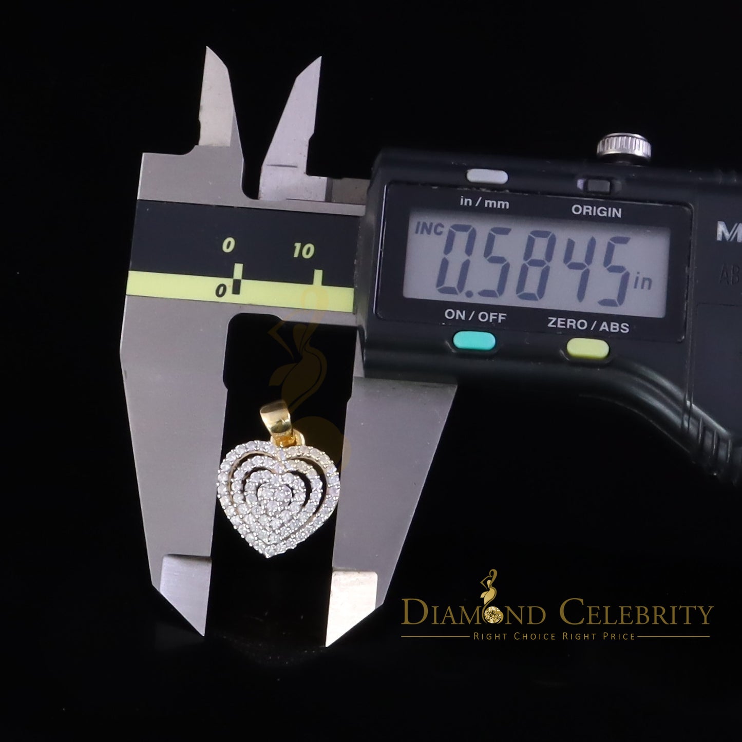 DiamondCelebritees Promise Yellow Sterling Silver HEART Shape Pendant with 0.87ct Cubic Zirconia