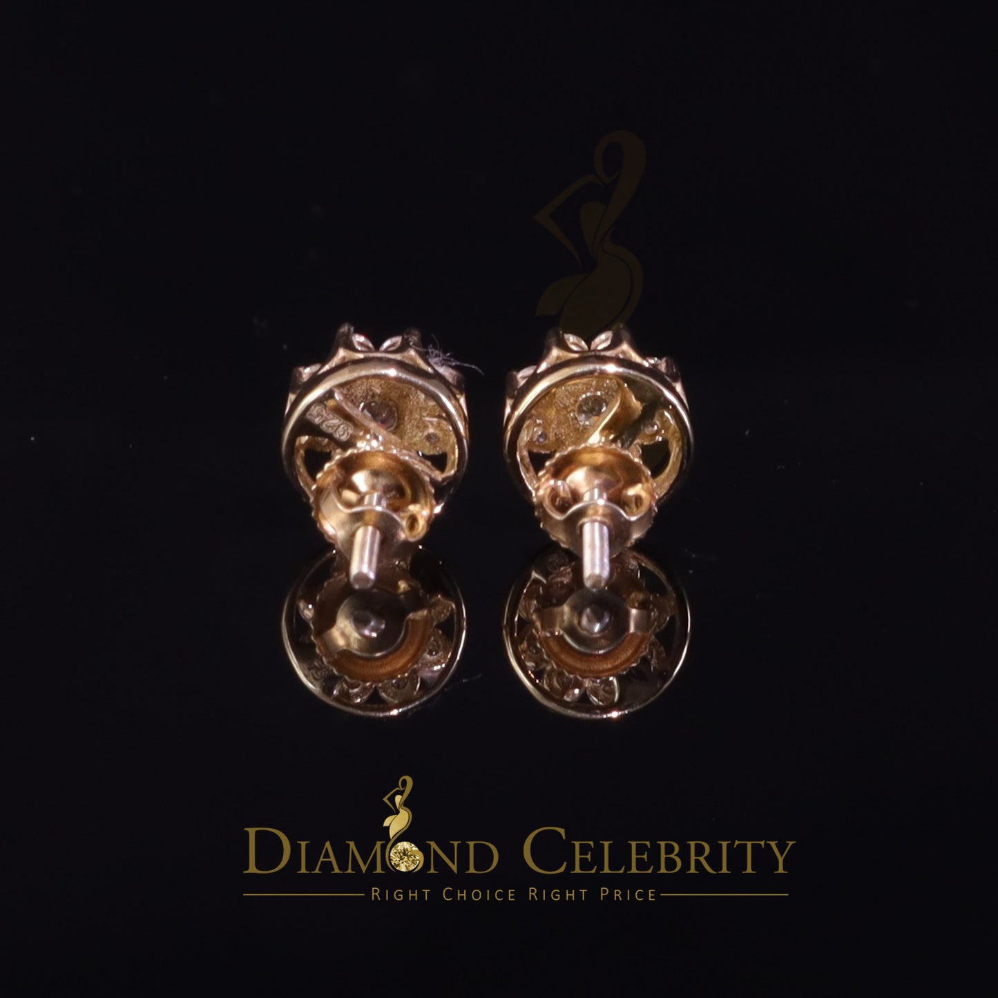 DiamondCelebritees 925 Silver Yellow 0.50ct VVS 'D' Moissanite Round Stud Earrings Men's/Womens