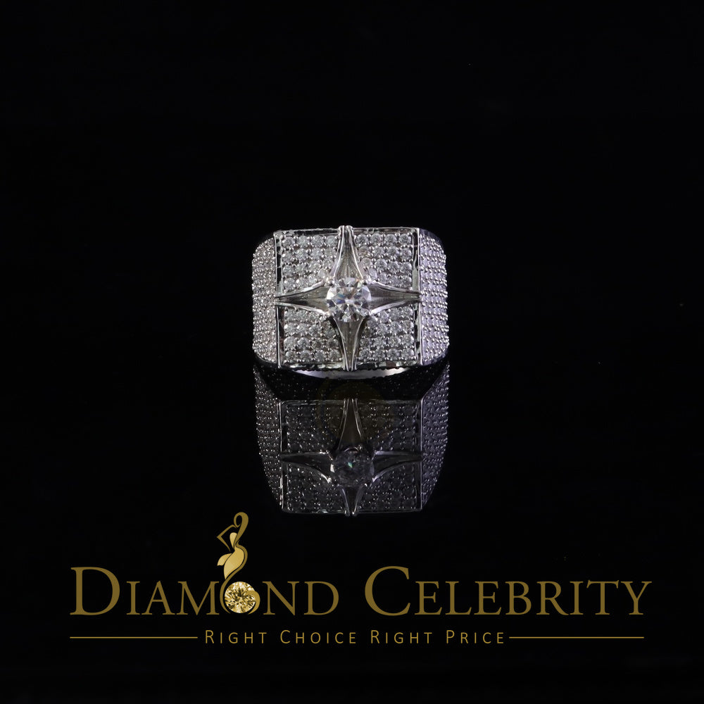 DiamondCelebritees 925 White Sterling Silver 7.00ct VVS 'D' Moissanite Men's Square Rings Size 10
