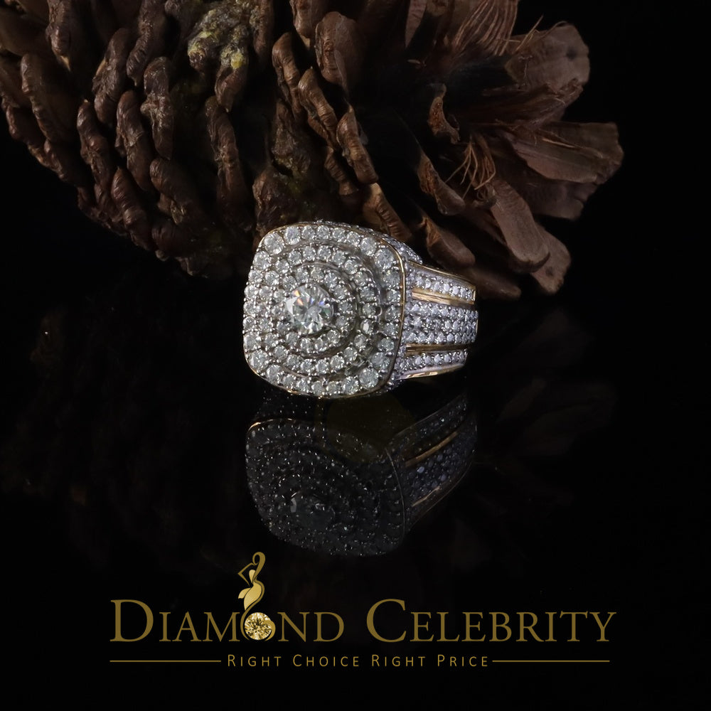 DiamondCelebritees Yellow Sterling Silver 6.50ct VVS 'D' Moissanite Round Men's Rings Size 10