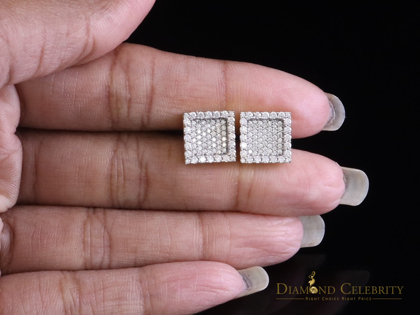 DiamondCelebritees 925 Yellow Silver 1.00ct VVS 'D' Moissanite Square Stud Earring Men's/Womens