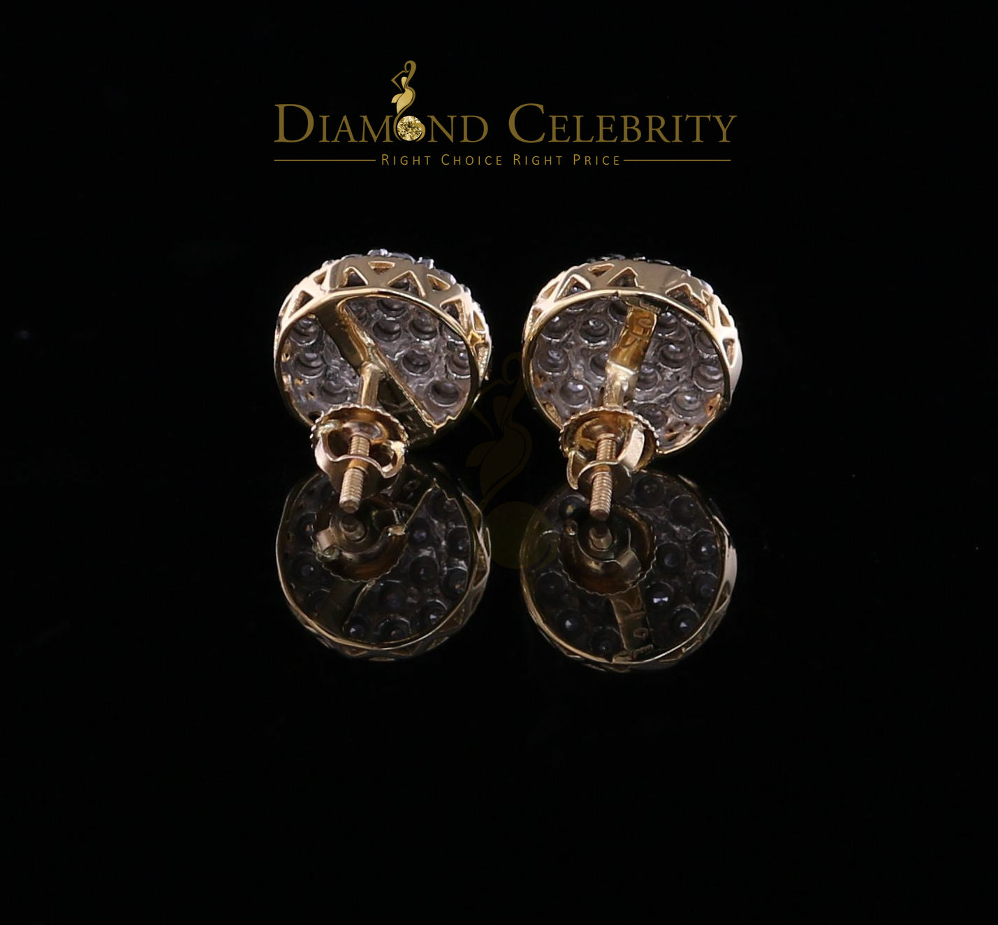 DiamondCelebritees10K Real Yellow Gold Real 0.25CT Diamond Men's/Women's Stud Micro Earring