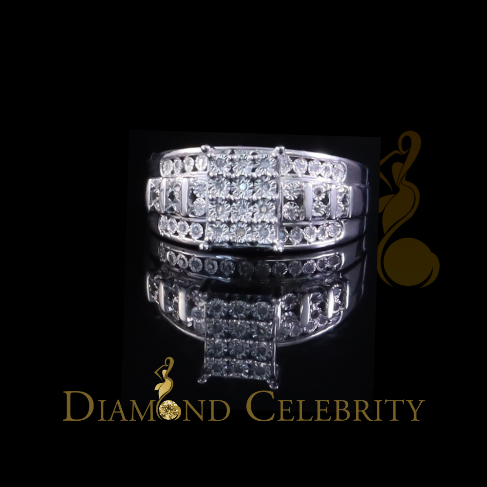 DiamondCelebritees Cinderella Rectangle Real 0.16ct Diamond 925 Silver White Womens Ring Size 8