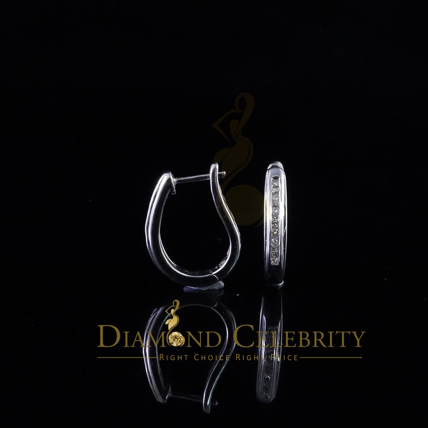 DiamondCelebritees 0.33ct Diamond 925 Sterling Silver White Hoop Stud Earrings For Men's / Women's
