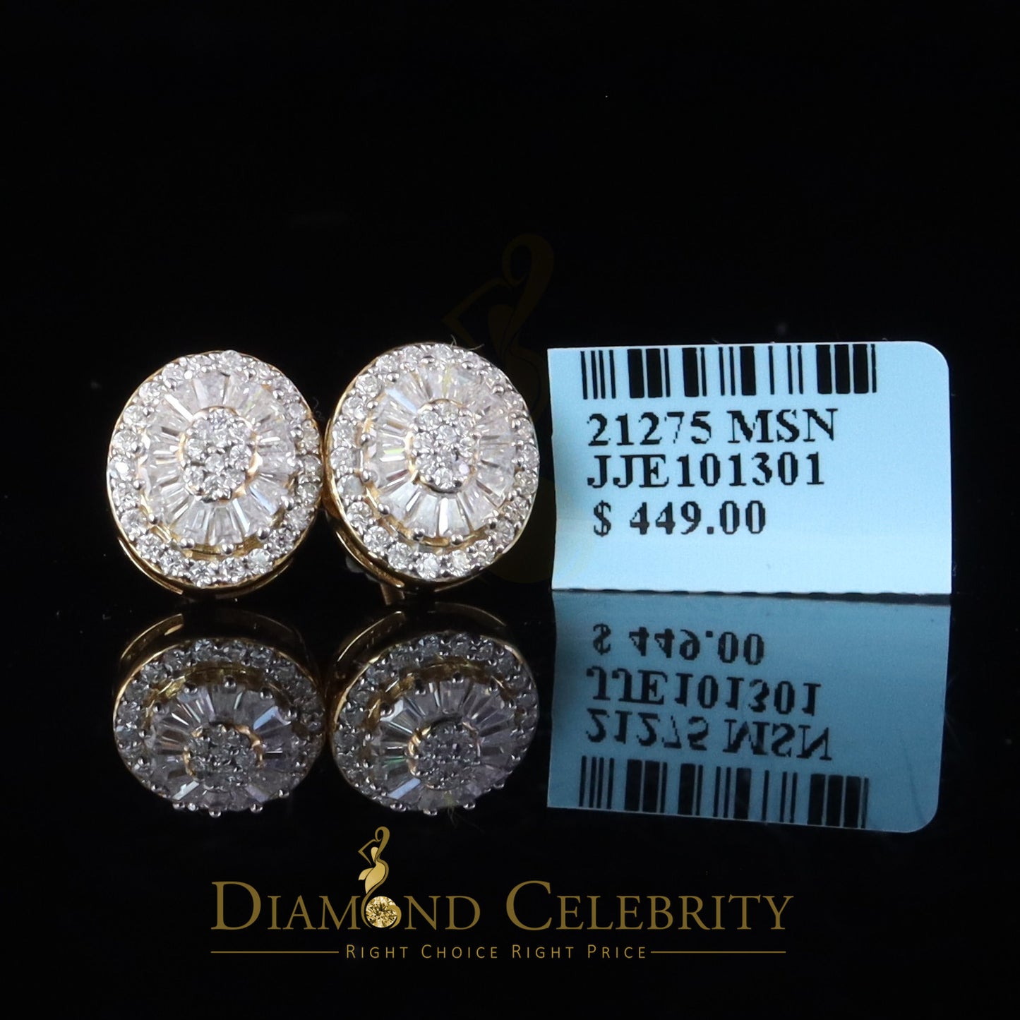 DiamondCelebritees 925 Yellow Silver 1.00ct VVS 'D' Moissanite Oval Stud Earring Men's/Womens