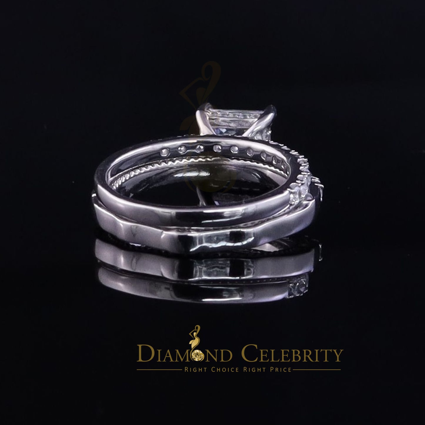 DiamondCelebritees 4.30ct White Cubic Zirconia 925 Sterling Silver Bridal Fashion Womens Ring SZ 7