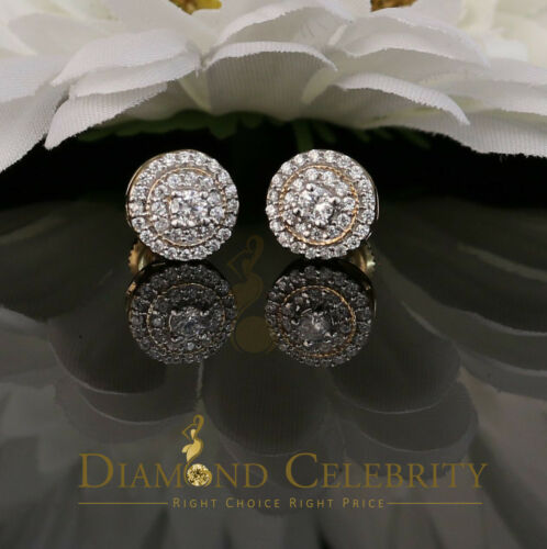 DiamondCelebritees Yellow Sterling Silver 0.78ct Cubic Zirconia Ladies 925 Hip Hop Round Earrings