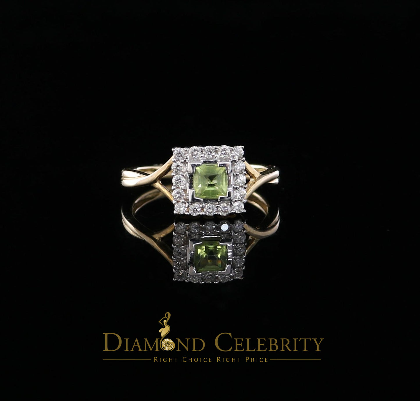 DiamondCelebritees Real 14 kt Yellow Gold 0.25 CT Real Diamond SQUARE Shape Womens Ring Size 6.5