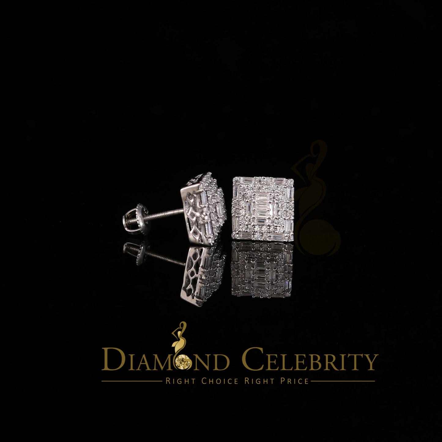 DiamondCelebritees White 925 Sterling Silver 0.72ct Cubic Zirconia Hip Hop Women's Square Earrings