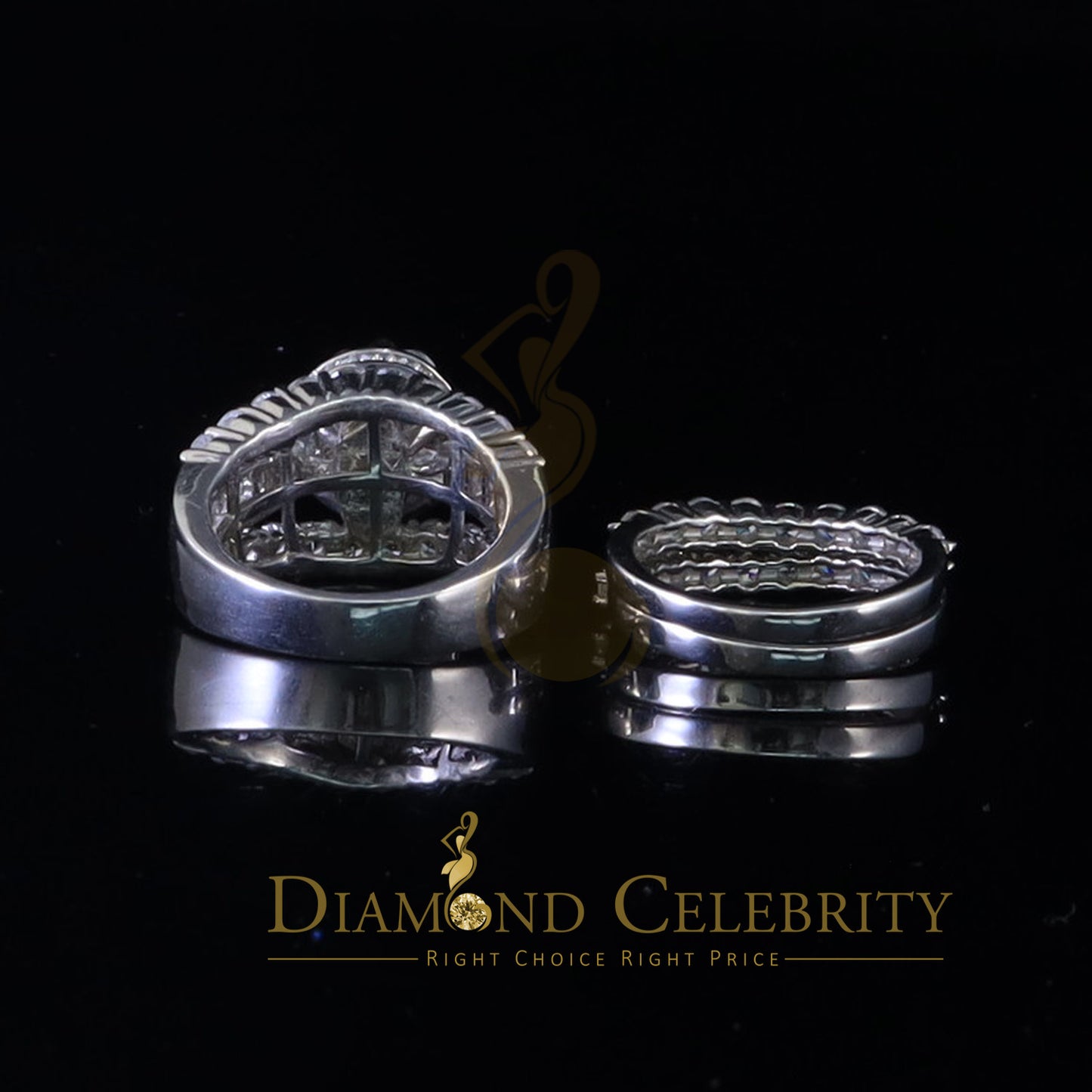 DiamondCelebritees 925 Sterling Womens 13.00ct White Cubic Zirconia Silver Trio Womens Ring Size 9
