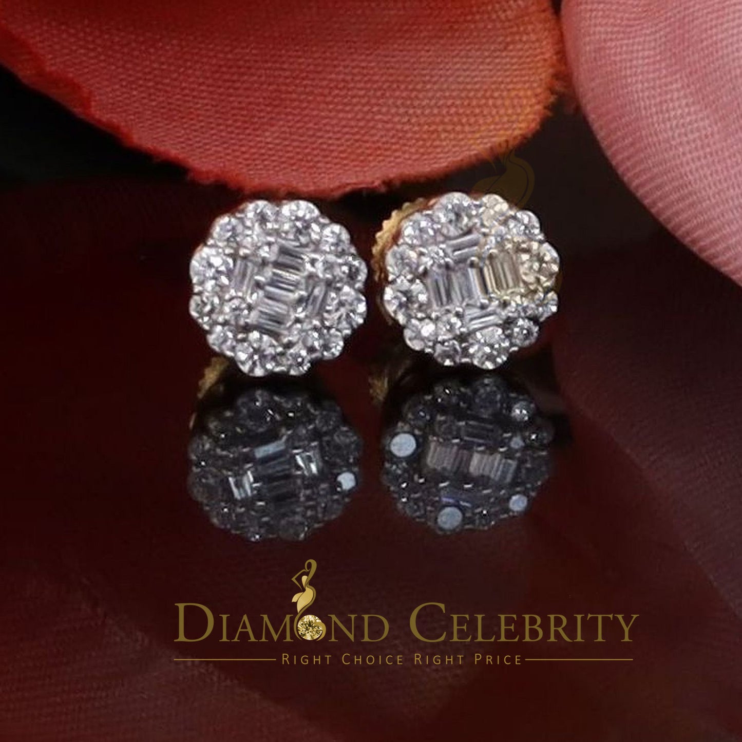 DiamondCelebritees 925 Yellow Sterling Silver 0.74ct Cubic Zirconia Women's Hip Hop Flower Earrings