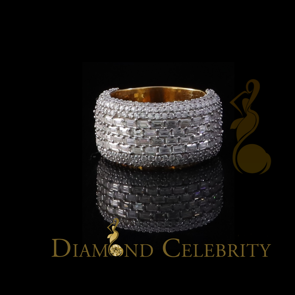 DiamondCelebritees Men's/Womens Silver Yellow 6.00ct VVS 'D' Moissanite Baguette Stone Band Size 10