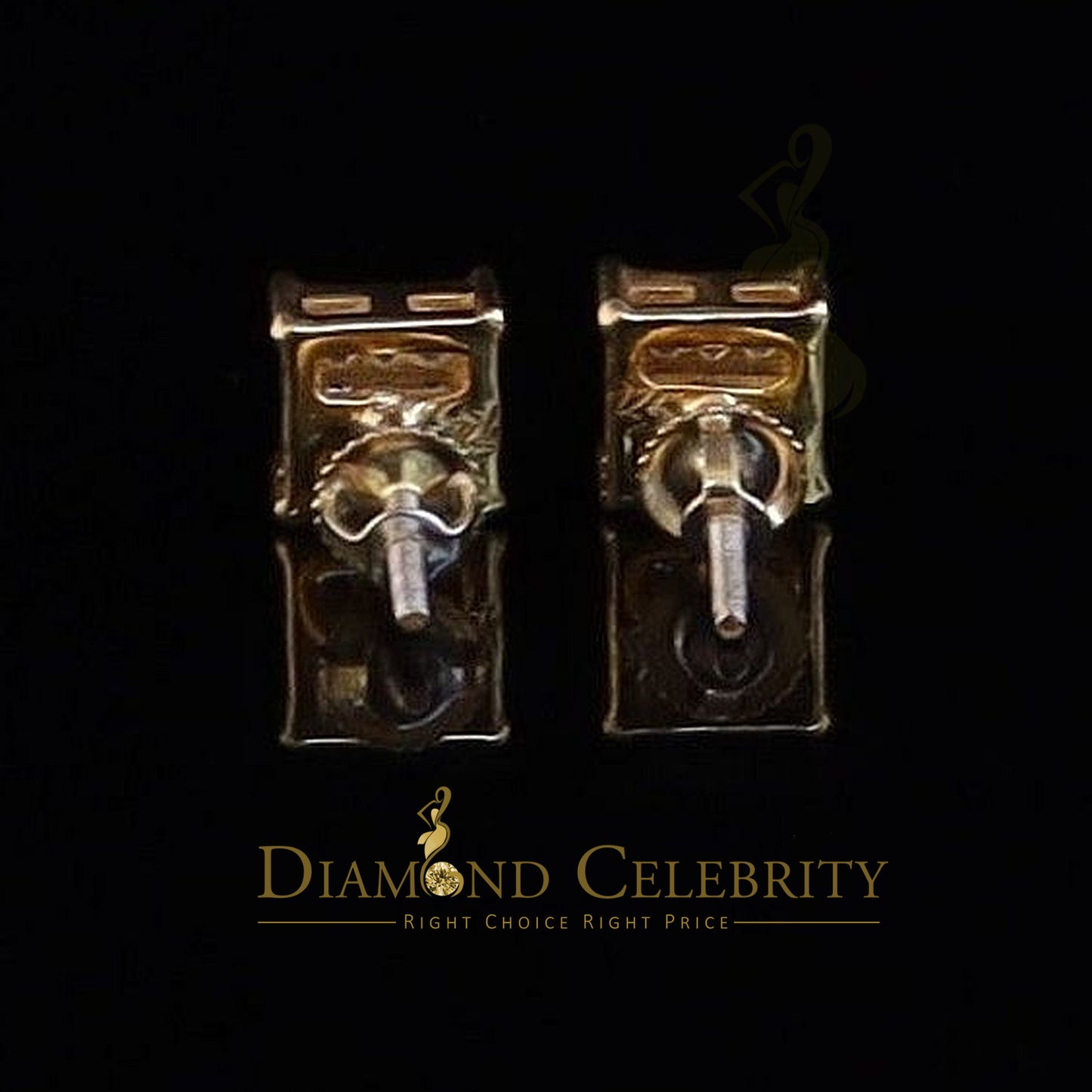 DiamondCelebritees Yellow 925 Silver 0.14ct Men's & Women's Elegant Cubic Zirconia Square Earrings