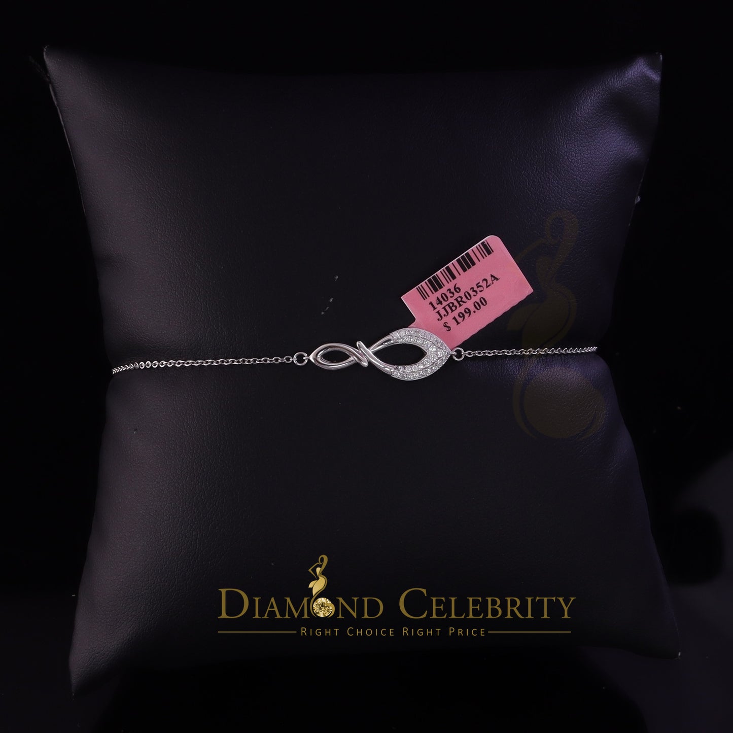 Diamondcelebritees White Sterling Silver Fashion Design Ladies Bracelet Cubic Zirconia Size 7 Inch