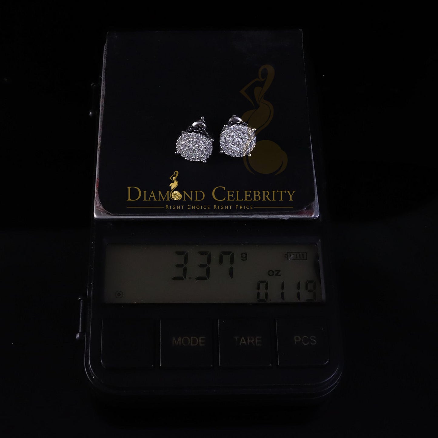 Diamondcelebritees Round Women's/Men's 925 Silver White 1.00ct VVS D Moissanite Round Stud Earrings