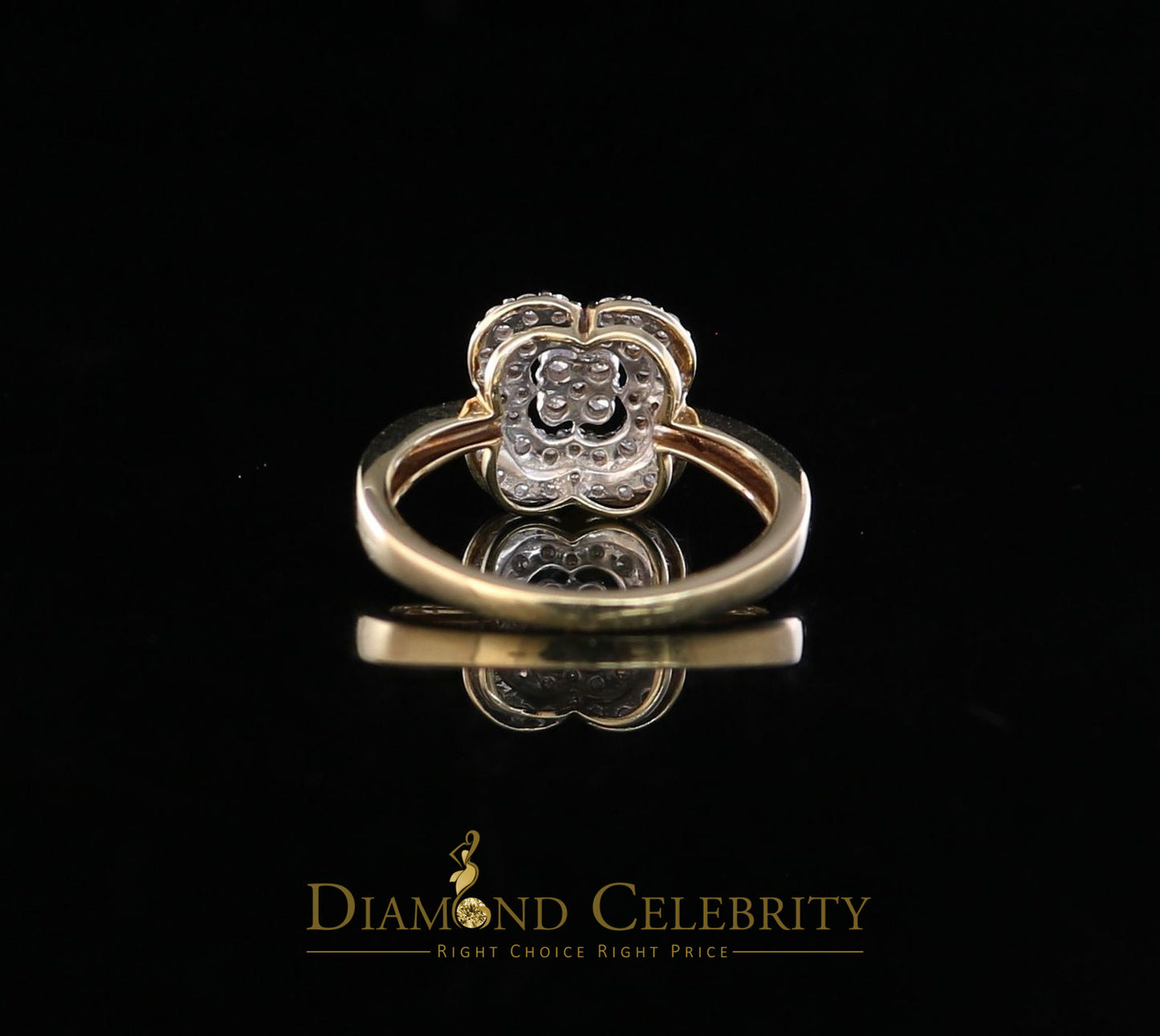 DiamondCelebritees Real 10kt Yellow Gold with 0.50CT Real Diamond ROSE PETAL Shape Womens Ring 6.5